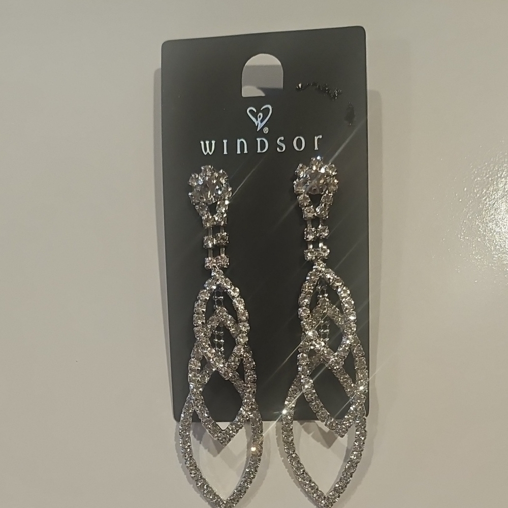 Windsor Sparkling Silvertone Drop Earrings